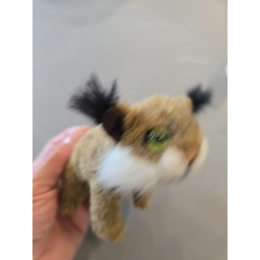Folkmanis‎ Puppets Brown Mini Bob Cat Finger Puppet Tan Green Eyes Plush Toy